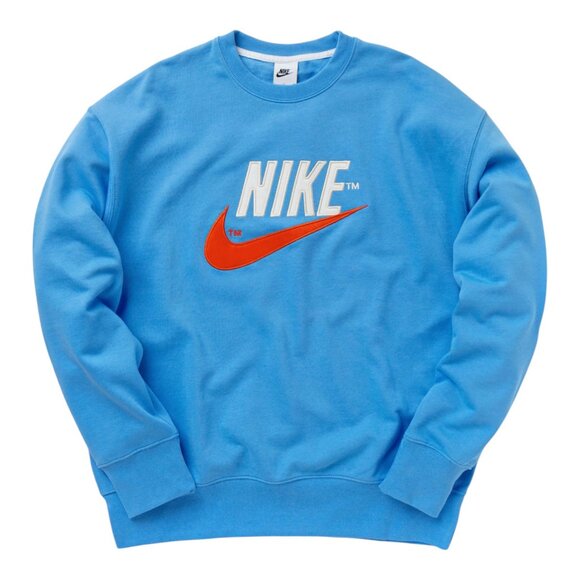 Nike Retro Trend Logo Fleece Crewneck Sweatshirt Size XXL 2XL in University Blue - Picture 1 of 13